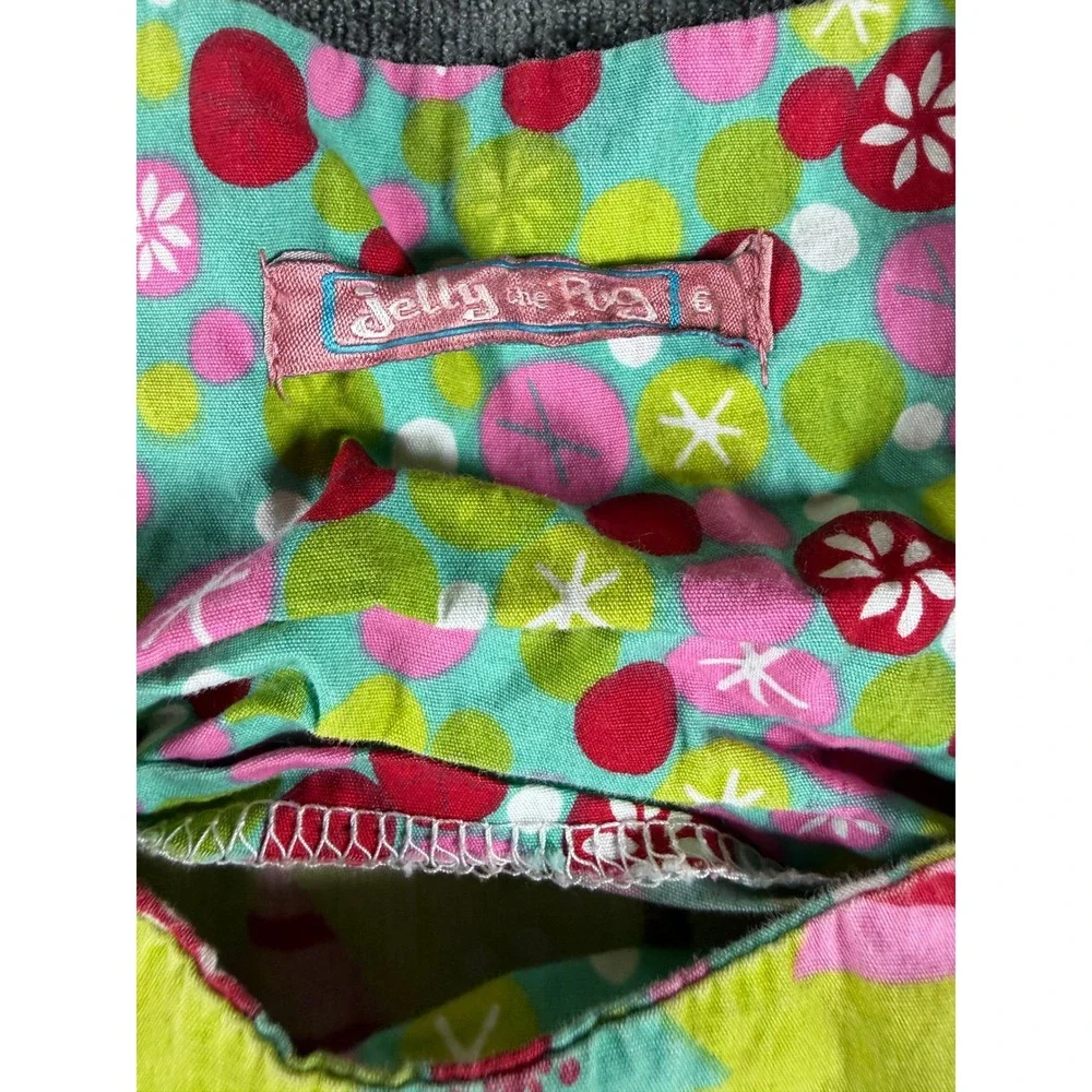 Jelly the Pug Oh Christmas Tree Puffy Dress Girls 6 Lime Green Holiday Cotton